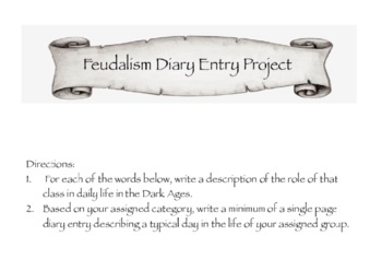 Preview of Feudalism Diary Entry Mini Project