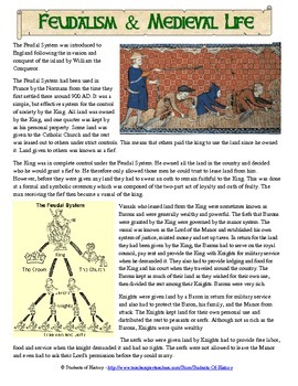 Preview of Feudalism Reading Worksheet Activity for Middle Ages & Medieval Europe