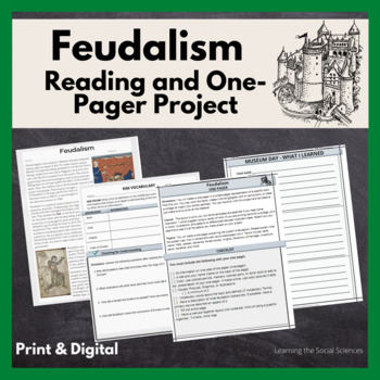 Preview of Feudalism in Europe Reading and One-Pager Project: Print and Digital