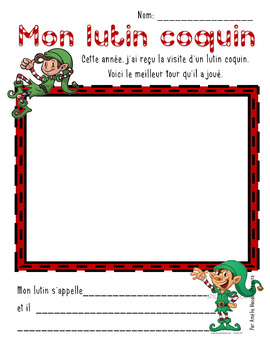 Preview of Feuille souvenir d'un lutin