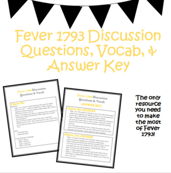Preview of Fever 1793 Discussion Questions, Vocabulary, and Skills (with Key)