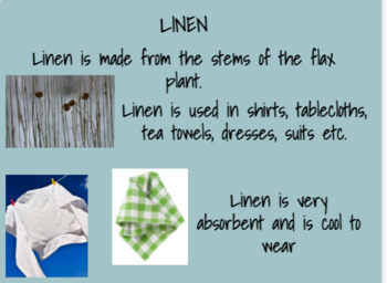 Preview of Fibers to Fabrics Instruction or Revision Slideshow and worksheet.