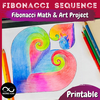 Preview of Fibonacci Day Math & Art Project Fibonacci Hearts Spiral Rectangle Golden Ratio