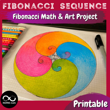 Preview of Fibonacci Math & Art Project Fibonacci Sequence Spiral Rectangle Golden Ratio