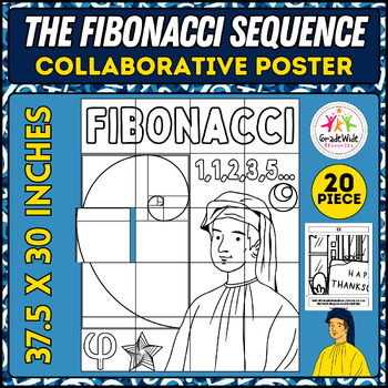 Preview of Fibonacci Sequence Collaborative Coloring Poster, Math Project for Fibonacci Day