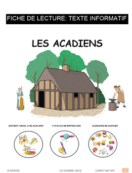 Preview of Fiche de lecture les Acadiens, French immersion (#322)