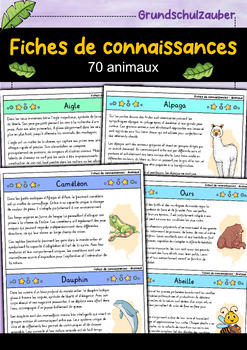 Preview of Fiches de connaissances sur les animaux - 70 animaux - français
