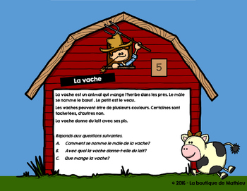 Fiches de lecture - Les animaux de la ferme [FRENCH] by La boutique de ...