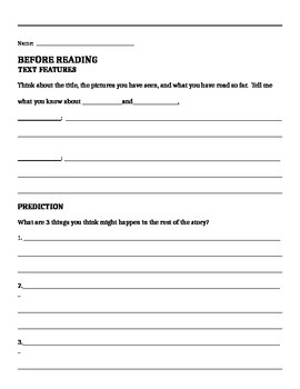Preview of Fiction Before/During/After Worksheet