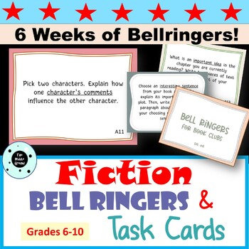 Preview of 30 Fiction Bellringers & Task Cards - Standards-Based - Book Clubs - End of Year