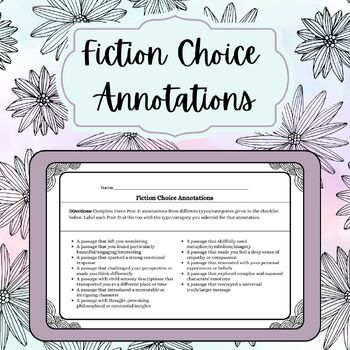 Preview of Fiction Choice Annotations