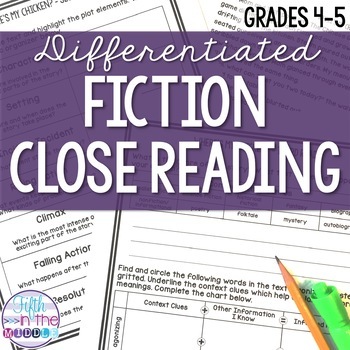 Preview of Fiction Close Reading Comprehension Stories and Questions