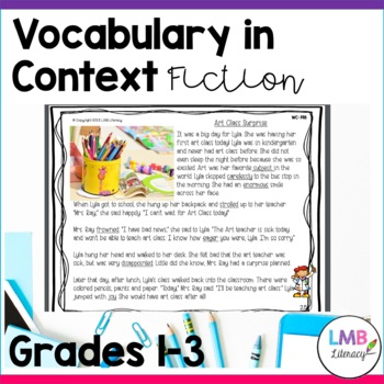 Preview of Fiction Context Clues Reading Passages and Activities with Vocabulary 