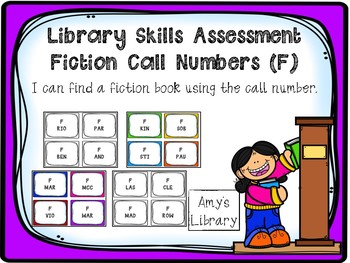 Fiction (F) Call Number Library Skill Assessment by Amy's Library