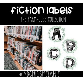 Preview of Buffalo Plaid Fiction Library Shelf Labels - The Farmhouse Collection