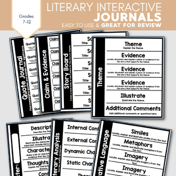 Preview of Fiction Literary Response and Story Elements Interactive Notebook Worksheets