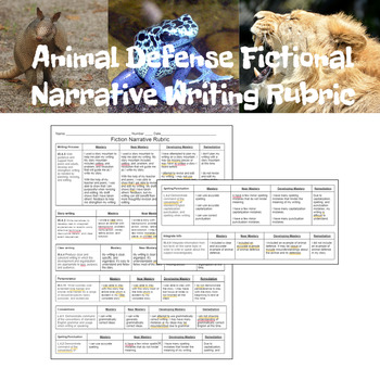 Preview of Fiction Narrative Animal Defense Rubric