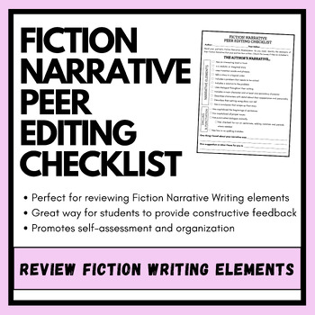 Preview of Fiction Narrative Writing Peer Editing and Feedback Checklist