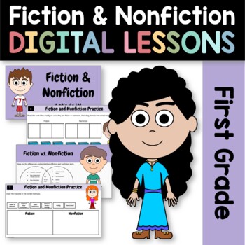 Preview of Fiction & Nonfiction Reading 1st Grade Google Slides | Guided Reading Practice