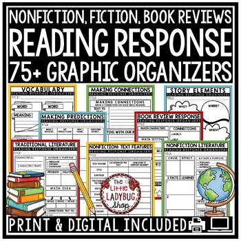 Preview of Fiction Nonfiction Reading Comprehension Graphic Organizers Book Review Template