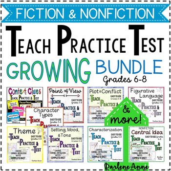 Preview of Fiction & Nonfiction Reading -Teach, Practice, Test BUNDLE - Middle School ELA