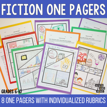 Preview of Fiction One Pagers - One-Pager Templates and Rubrics for Any Text - Analysis