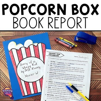 Preview of Theme & Conflict Popcorn Box Fiction Book Report Craftivity Project