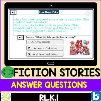 Preview of Fiction Reading Comprehension  | Key Ideas and Details | wh questions|Boom Cards