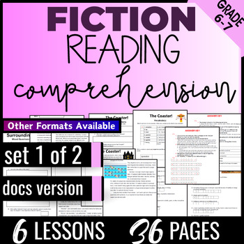 Preview of Fiction Reading Comprehension Passages Set 1 of 2 6th and 7th Grade Google Docs