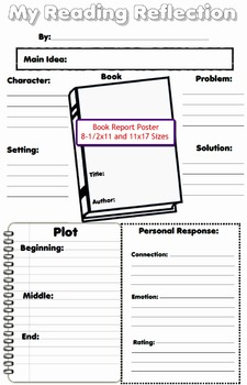 Fiction Reading Reflection Poster for Grades 3-6 by Classroom Caboodle