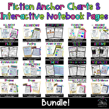 Preview of Fiction Reading Skills Anchor Charts & Interactive Notebook Pages