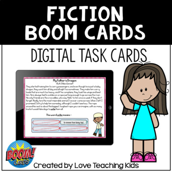 Preview of Fiction Review Boom Cards Digital Task Cards for Distance Learning