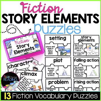 Preview of Fiction Story Elements Puzzles, Vocabulary Activities or Reading Center