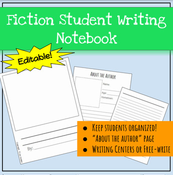 Preview of Fiction Student Writing Notebook Organizer