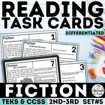 Preview of Fiction Task Cards | Reading Comprehension | Differentiated | PDF & Digital