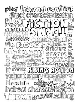 Preview of Fiction Terms Coloring Page
