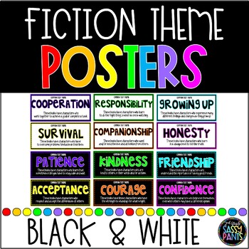 Preview of Fiction Theme Posters | Reading Posters | Fiction Reading Posters | ELA Posters