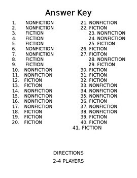 Preview of Fiction VS Nonfiction Game