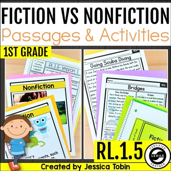 Preview of Fiction Vs Nonfiction Activities RL.1.5 - 1st Grade Anchor Charts & More - RL1.5