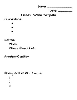 Preview of Fiction Writing Planning Template