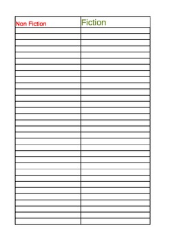 Preview of Fiction and Non-Fiction Reading Log