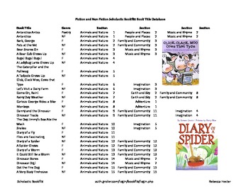 Preview of Fiction and Non Fiction Scholastic Bookflix Book Title Database