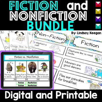Preview of Fiction vs Nonfiction Printable and Digital Activities Bundle