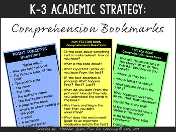 Preview of Fiction and Nonfiction Comprehension Bookmarks