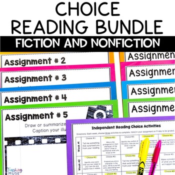 Fiction Nonfiction Reading Choice Activity Menu Calendar for Distance ...