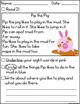 Reading Comprehension Passages PRINTABLE AND DIGITAL Pigs | TpT