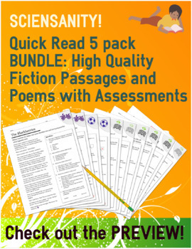 Preview of Fiction and Poetry Quick Read 5 Pack: Short story & poetry comprehension skills