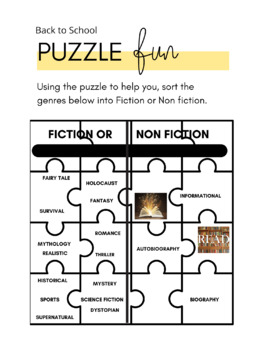 Preview of Fiction or Nonfiction Puzzle