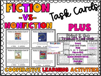 Preview of Fiction vs NonFiction Task Cards (print & digital)