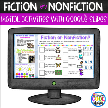 Preview of Fiction vs Nonfiction Activities Google Slides | K-1
